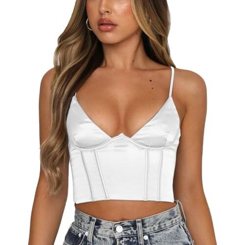 Sexy Camisole Women’s Crop Top Solid Color Backless Tank Top Spaghetti Strap Exposed Navel Slim Fit Summer Tube Top Party