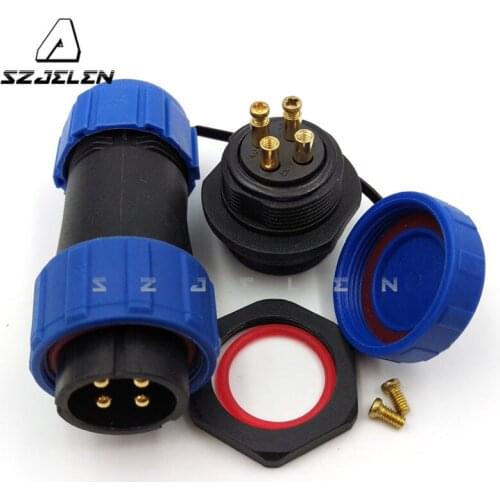 SP2110/SY2112, Free welding (screw) waterproof Connector 4 pin Plug socket, IP68, LED outdoor Power cable link connector