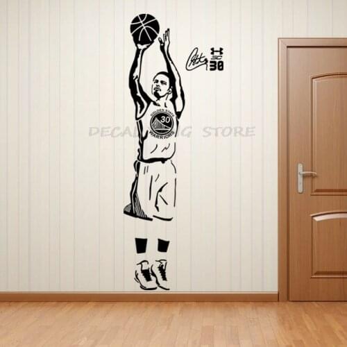 Sports Star Basketball Players Wall Decals Stephen Curry Stickers for Boy`s Room and School Easy Paste with Removable 1603 PVC