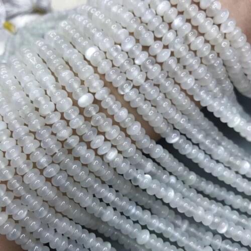 Loose beads Moonstone roundel white 4*2mm 15" for DIY jewelry making FPPJ wholesale beads nature gem stone