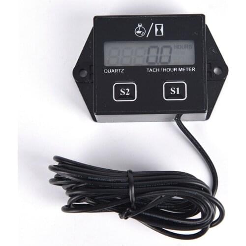High Quality Digital Engine Tach Hour Meter Tachometer Gauge Inductive For Motorcycle Motor Stroke Engine Spark Hot