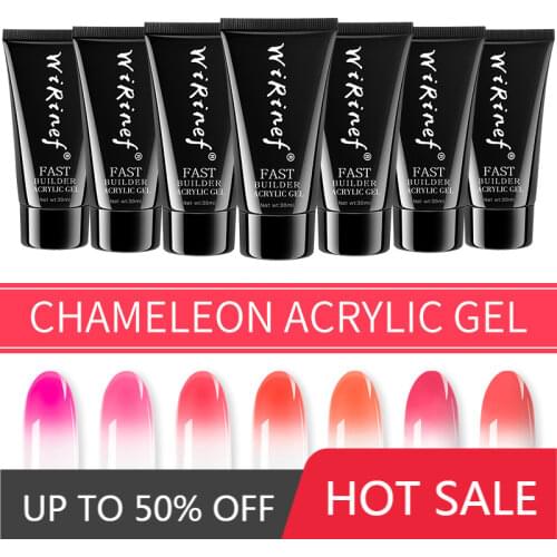 WiRinef 30g Poly Extension Nail Gel Acrylic Gel Slip Solution Temperature Changing Gel UV LED Builder Gel