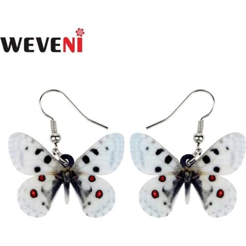 WEVENI Acrylic Fashion Parnassius Bremeri Butterfly Earrings New Dangle Drop Trendy Jewelry For Women Girl Bijoux Insect Charms