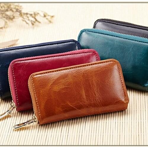1 Piece New Key Holder Wallet 100%Genuine Leather Unisex Solid Key Wallet Keys Organizer Bag Car Housekeeper Wallet Card Holder