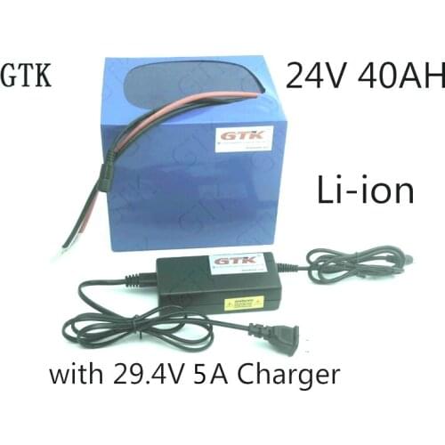 24v 40ah lithium battery Electric bike battery 24v li ion battery with 5A fast charger BMS for 1000W Electric boats E-scooters