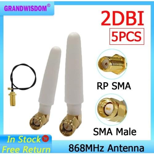 5pcs 868MHz 915MHz lora Antenna 2dbi SMA Male Connector GSM 915 868 MHz antena antenne waterproof 21cm RP-SMA/u.FL Pigtail Cable