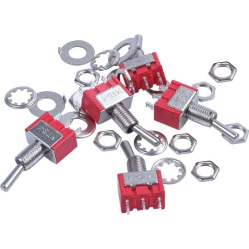 5 x On/Off Small Toggle Switch Miniature SPST 6mm - AC250V 3A 120V 5A