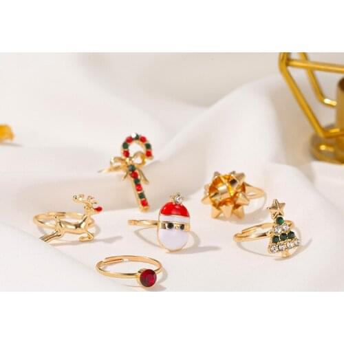 6pcs/set Charming Christmas Ring Xmas Santa Claus Ornaments Christmas Decorations Home Navidad Decor Happy New Year Childs Toy