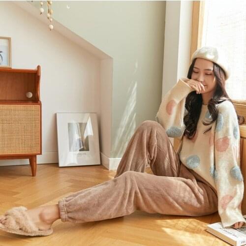 AECU Women Flannel Pajama Bloomers Pants 2021 Winter Elastic Loose Trousers Waist Solid Pajamas Bottom Home Sleep Underwear