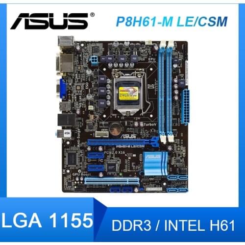 For ASUS P8H61-M LE/CSM Intel H61 Chipset DDR3 1333 Micro ATX Used Desktop Motherboard