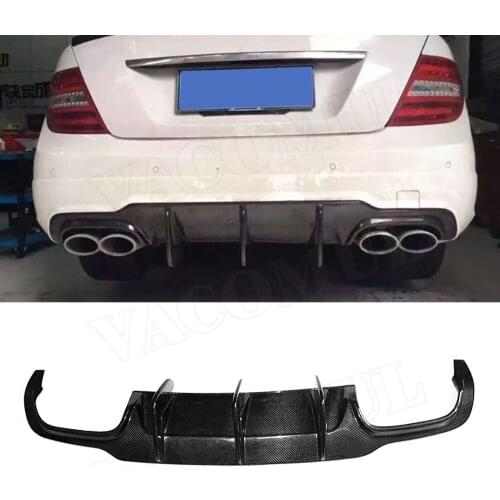 For C Class Carbon Fiber / FRP Rear Bumper Lip Diffuser Spoiler For Benz W204 C63 AMG C300 Sport 2012 - 2014