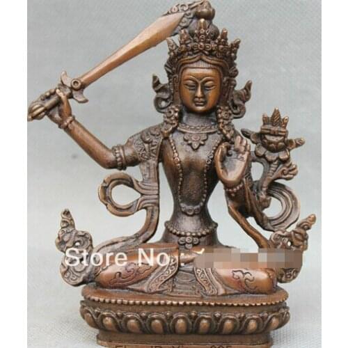 Free Shipping 0 Old Tibet Tibetan Buddhism Purple Bronze Wenshu Manjushri Buddha Statue