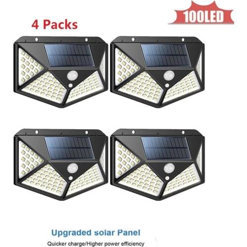 100LED Solar Lamp Outdoor Light Security Wireless Waterproof With PIR Motion Sensor Light UltraThin 4 sided 270°lighting scope W