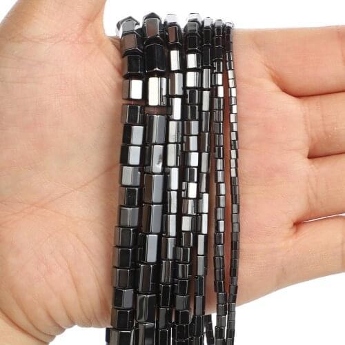 Natural Stone Beads Faceted Cylinder Black Hematite Beads Round Loose Beads For Jewelry Making DIY Bracelet Accessories