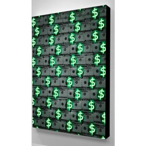 Home Decor Canvas American Dollar Prints Painting Neon Sign Poster Wall Art Modular Money Pictures For Bedside Background Frame