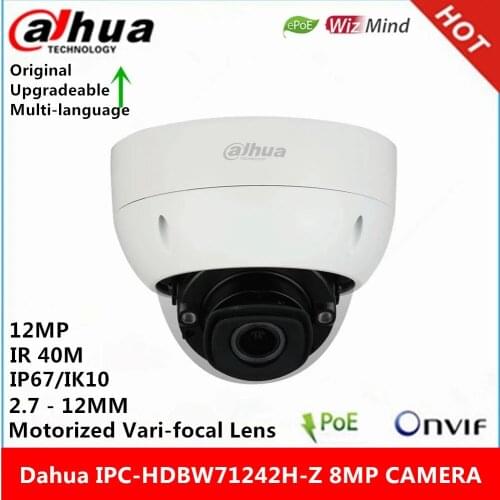 Dahua IPC-HDBW71242H-Z 12MP 2.7 mm-12 mm Motorized vari-focal Lens IR 40M POE ANPR WizMind Network IP Camera