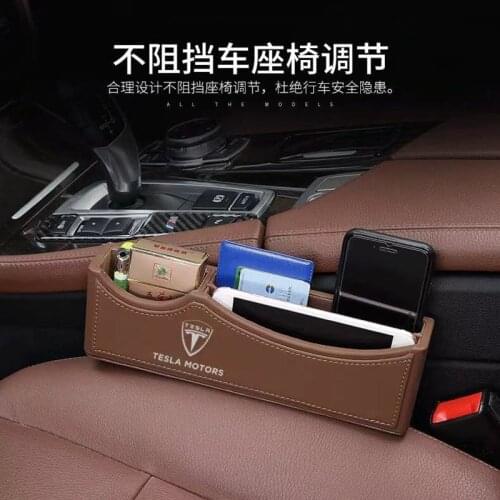 Car Seat Gap Pocket Crevice Storage Box Pouch Stowing Tidying For Tesla Model 3 Y X S Car fashion Leather Interior Accessories