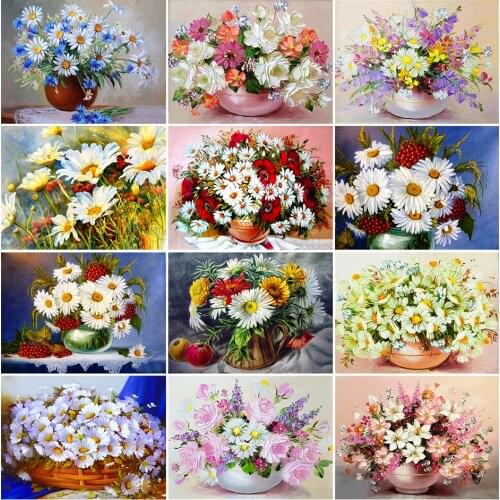 5D DIY Painting Full Square Flower Vase Kit Embroidery Painting Mosaic Picture Cross Stitch Wall Sticker Gift Home Decoration