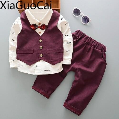 Boys'clothing Sets Fashion High Quality Autumn Childrens Suit Boys Shirt Vest Three-piece Sets for Boys