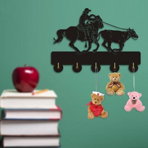 Cowboy Roping a Steer Housekeeper Home Decor Hook Coat Hat Bag Hanger Organizer Key Holder Kitchen Bathroom Toilet Hooks