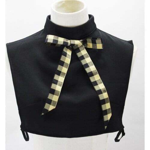 Detachable Lapel Hand-knotted lovely shirt blouse Peter Pan Fake Collar Sweater Jacket Decorative Plaid lace bow false collar