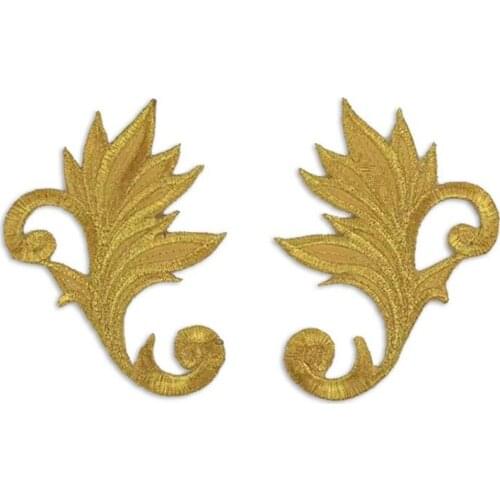 3Pairs Gold Iron on Baroque Garments Lace Applique Flower Floral Motif Venise Venice Lace Applique DIY Accessory 9.5X7cm BD0759