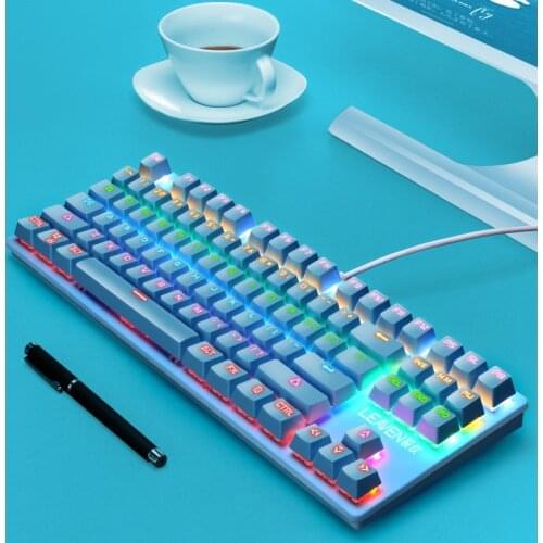 87 Key Green axis K550 Mechanical USB Keyboard Colorful Led Illuminated Backlit Gaming Keyboard for Win XP 7/8/10