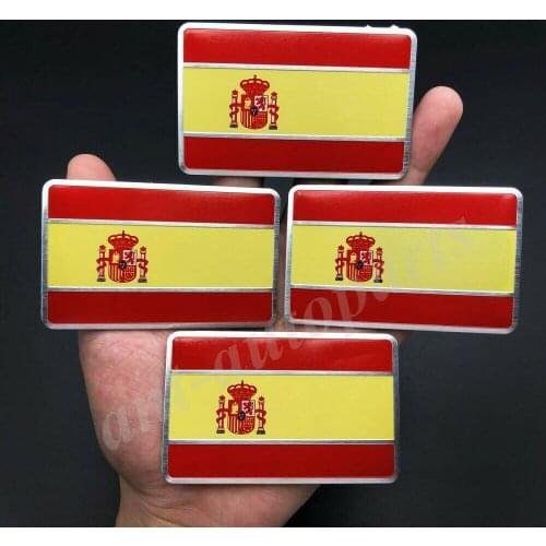 4x Metal Spain Spanish Flag Car Emblem Badge Motorcycle Sticker Decals Fairing