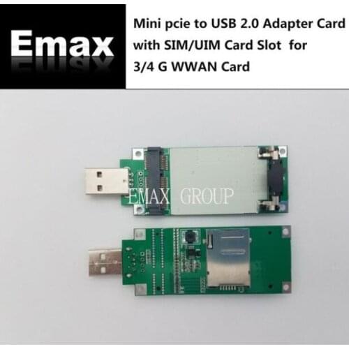 Mini PCI-Express to USB Adapter with SIM/UIM Card Slot for 3/4G WWAN Card for SIM5360E SIM7100E SIM7600E UC20-E/EC20-E/EC25-E