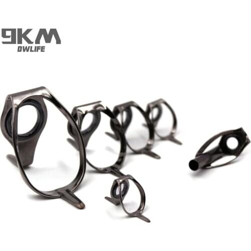 6Pcs Fishing Rod Guides Stainless Steel Boat Trolling Jigging Heavy Duty Saltwater Fishing Rod Tip Repair Building 26mm~69.5mm