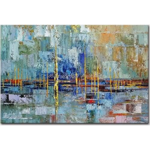 Mintura Wall Picture for Living Room Oil Paintings on Canvas Hand Painted The Blue Abstract Office Decoration Wall Art No Frame