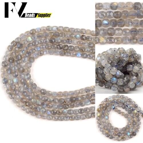 Natural Gem Faceted Labradorite Beads Square Loose Stone Beads For Jewelry Making Needlework Diy Bracelet Charms Necklace 15
