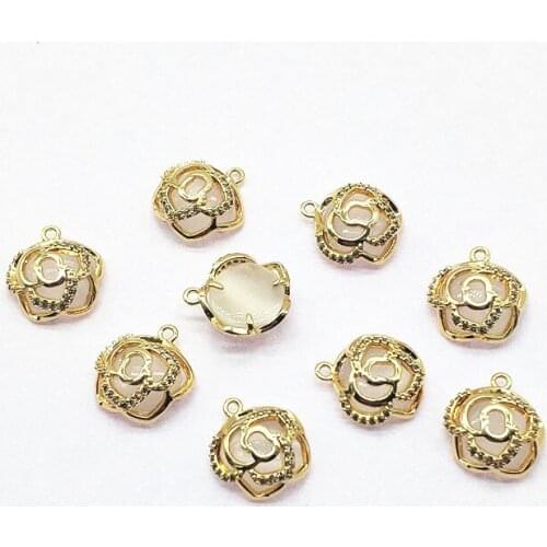 New arrival! 15x13mm 20pcs Plating Real gold/Cubic Zirconia Flower for Earrings DIY parts,Jewelry Earrings Findings & Component
