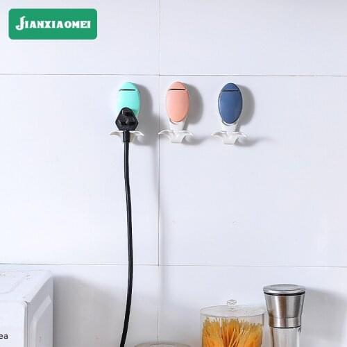 Original cartoon plug bracket kitchen bedroom storage power socket seamless hook nail-free home plug nail storage hook