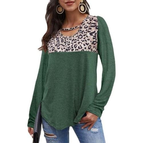 Autumn T Shirts Tops Women 2021 Leopard Patchwork O Neck Long Sleeve Fashion Tee Shirt Female Casual Plus Size T Shirt