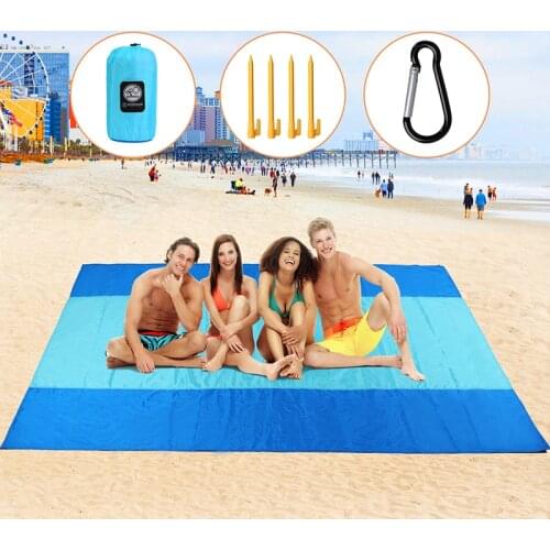ZOMAKE Sandproof Beach Blanket, Oversized Beach Mat 110”x120” Compact Outdoor Mat Lightweight Quick Drying Heat Resistant