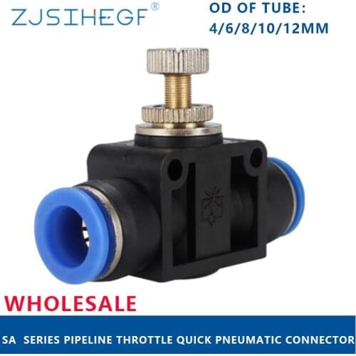 SA Pneumatics Air Throttle Valve Speed Control Quick Release Hose Tube Water Connector Fittings Accessories Adjust 4mm 6mm 8mm