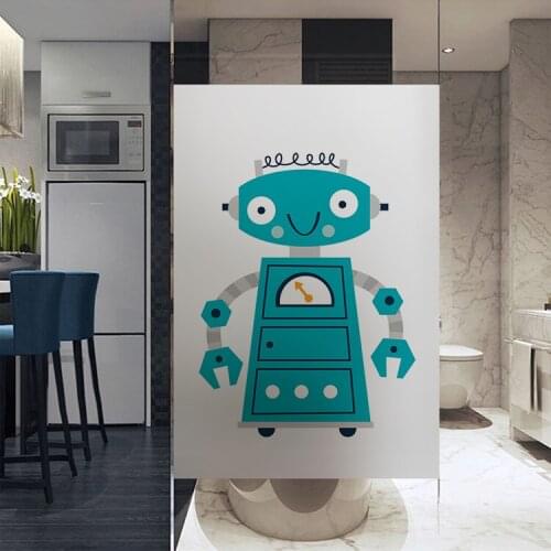 Custom Cartoons Robot frosted opaque electrostatic film office living room kids room bedroom bathroom window film