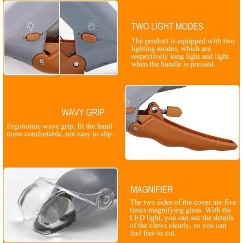 Professional Nail Toe Claw Clippers Scissor LED Light Nail Trimmer for Animals Pet Nail Clipper Scissors Pet Dog Cat Pet Supplie