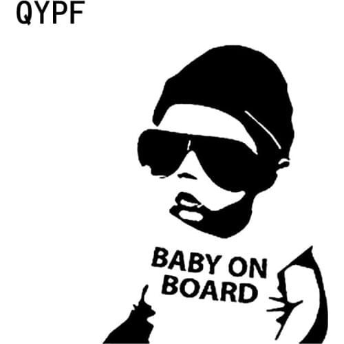 QYPF 11.2CM*14.8CM Lovely Baby On Board Vinyl Car Sticker Decoration Warning SBlack/Silver S9-2022