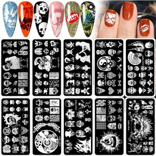 Major Dijit Halloween Skull Punk Band Horror Style Stamping Plates Nail Art Template Image Plate Tools 21-30