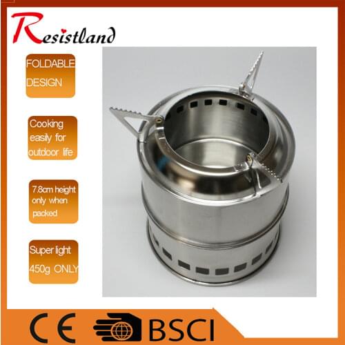 Folded Outdoor Cooking Picnic Camping Stove Portable Stainless Steel Lightweight Wood Stove Solidified Alcohol Stove