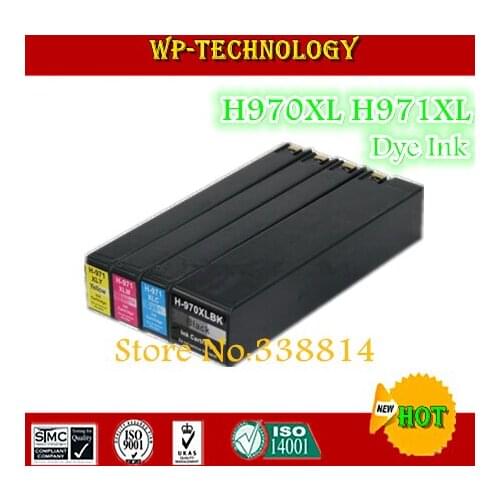 Compatible ink cartridges H970XL H971XL , suit for HP X451dn X451dw X476dn X476dw X551dw X576dw ,Dye ink ,show volume Chips