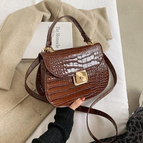 Crocodile pattern Tote Saddle bag 2020 Fashion New High quality PU Leather Womens Designer Handbag Lock Shoulder Messenger Bag