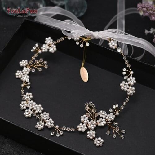 TOPQUEEN HP129 Bridal Headband Pearl Wedding Headpieces Bride Wedding Vine Headband Bridal Hair Pieces Accessories Headwear