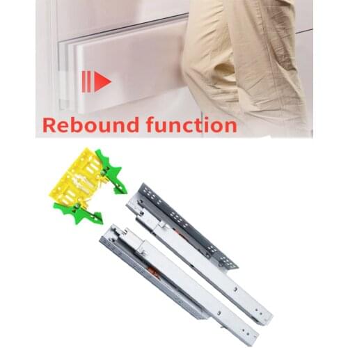 Three-section Damping Rebound Buffer Track Slideway Support Bottom Hidden Guide Rail Cabinet Slide Rail Press Track