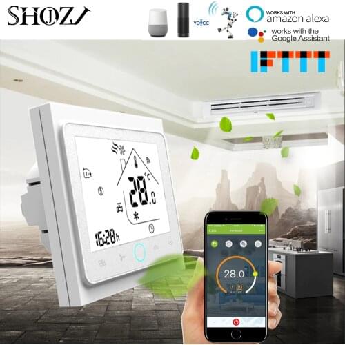 TUYA SAMRT 2 /4 Pipe Fan Coil Programmable WiFi Central Air Conditioner Thermostat Temperature Controller Unit Work with Alexa
