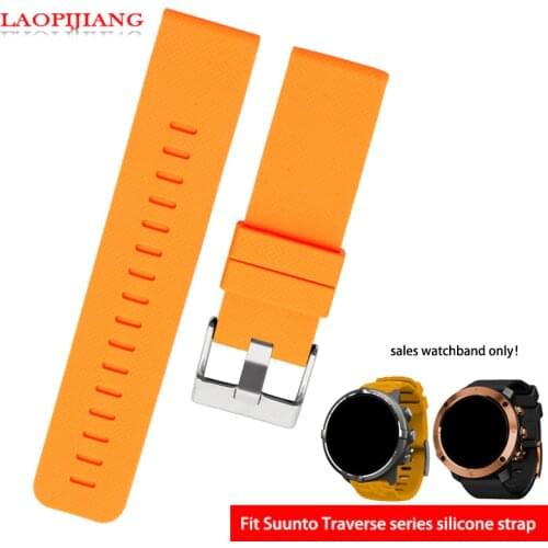 High quality waterproof rubber watchband Fit suunto TRAVERSE series Alpha watch 24mm silicone straps with stainless steel clasp