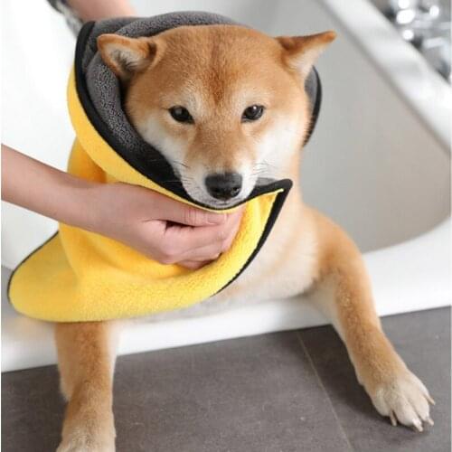 Yellow Absorbent Dog pet Towel Multifunctional Coral Velvet Towel Pet Absorbent Towel Dog Bath Towel 3 size