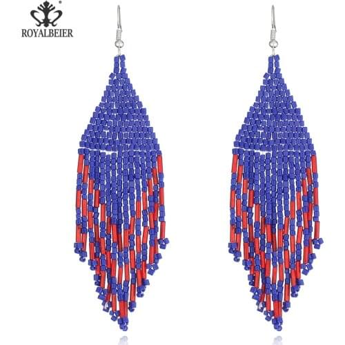 Women Bohemian Colorful Bead Woman Dangle Earrings Handmade Long Tassel Drop Earring Fashion Jewelry for Female Aretes De Mujer